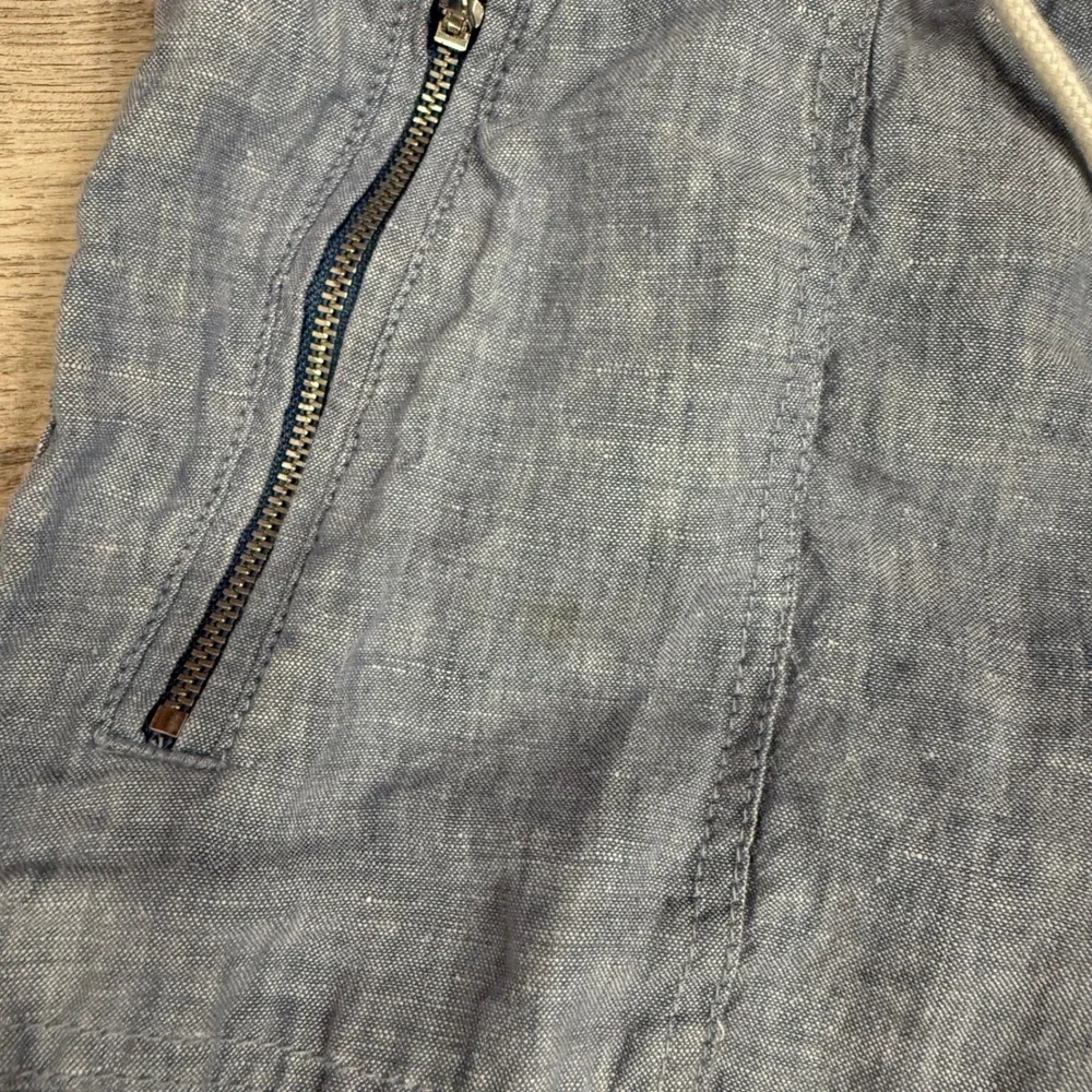 Athleta Caro Linen Blend Pants‎ Womens Size 8 Blue Drawstring Zipper Pockets - Picture 4 of 10